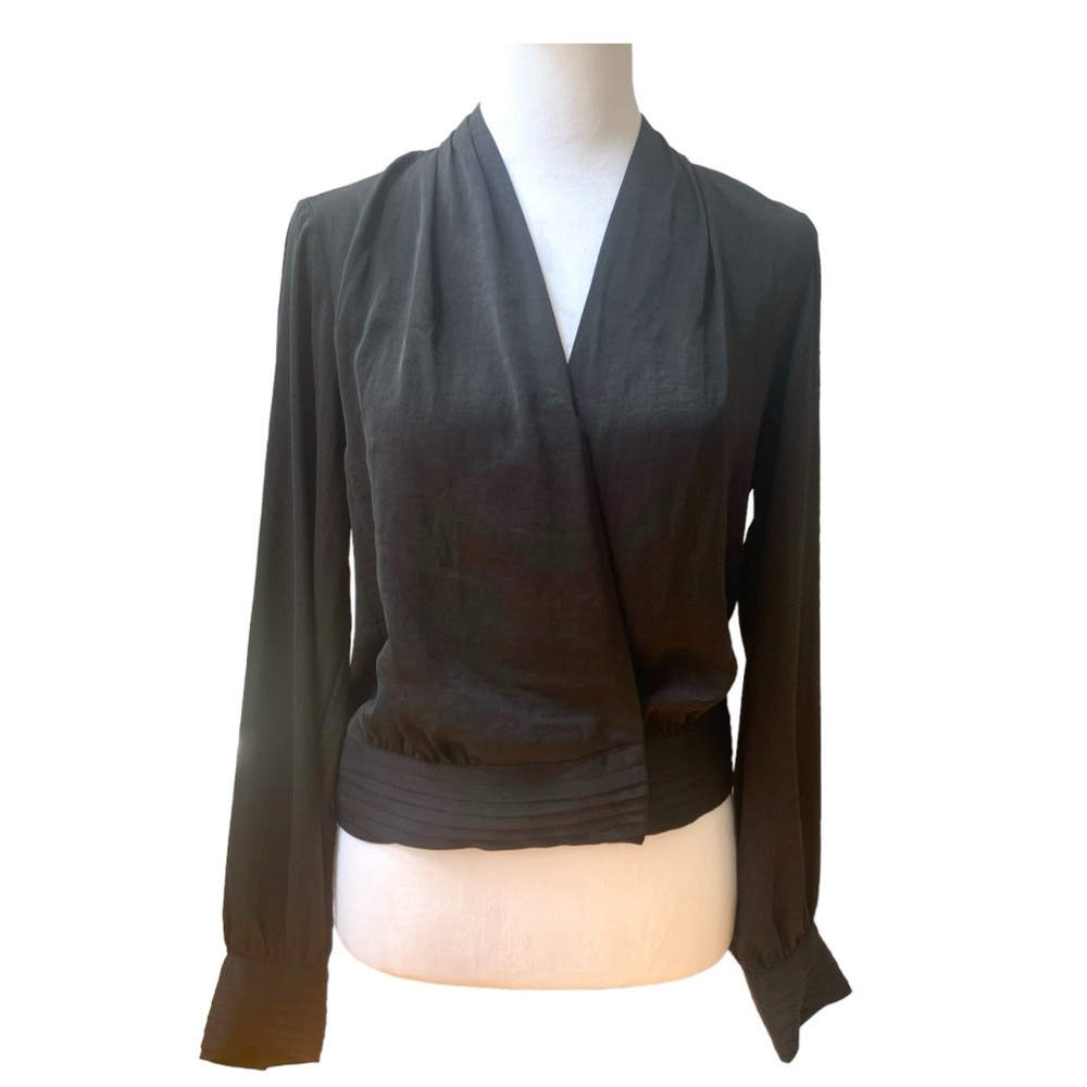 Wrap style BLACK elegant long sleeve shirt